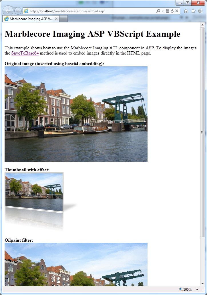 Classic ASP website example (VBScript) Marblecore Imaging Library