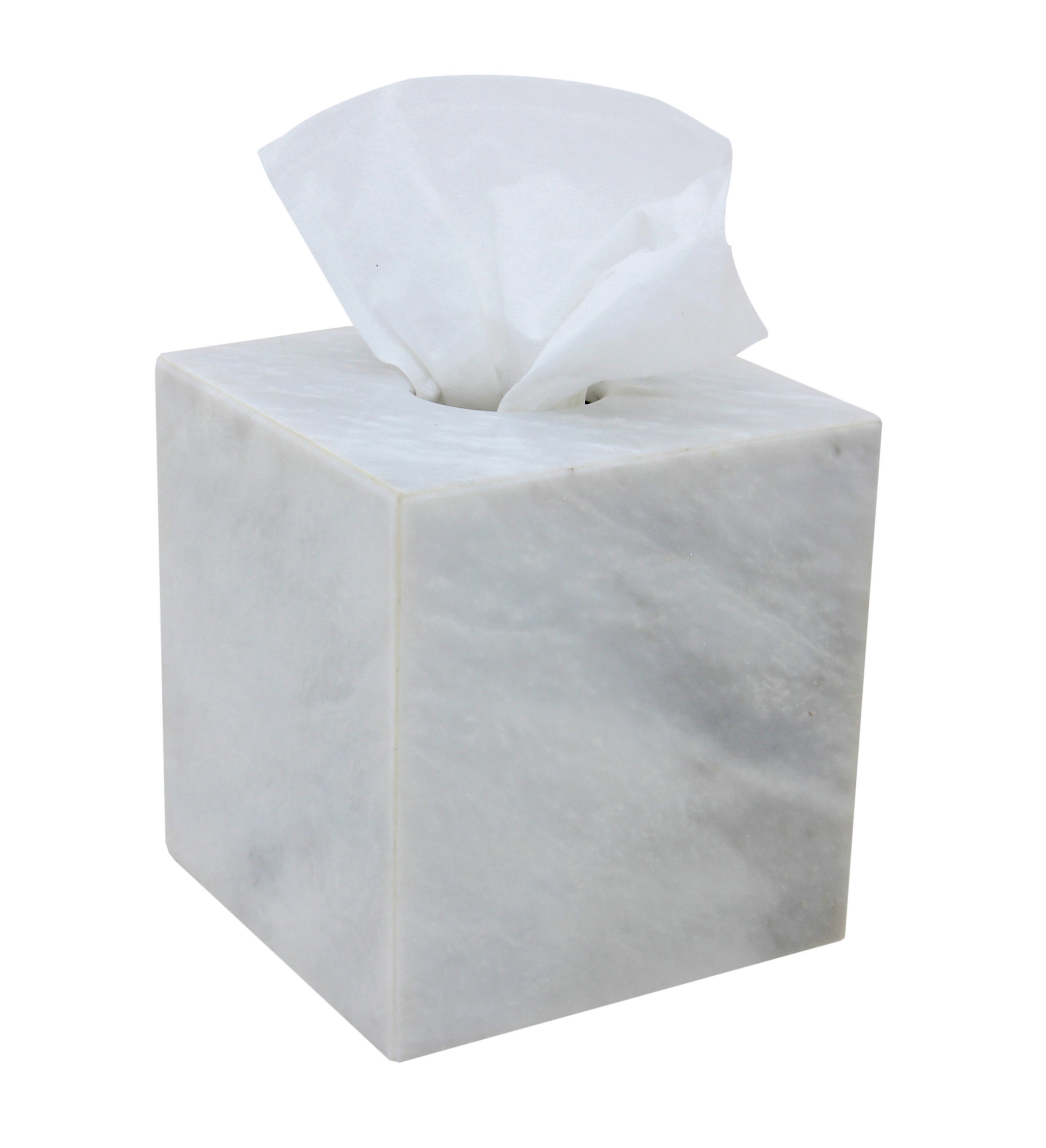 Myrtus Collection Pearl White Marble Tissue Box Holder Marble Crafter