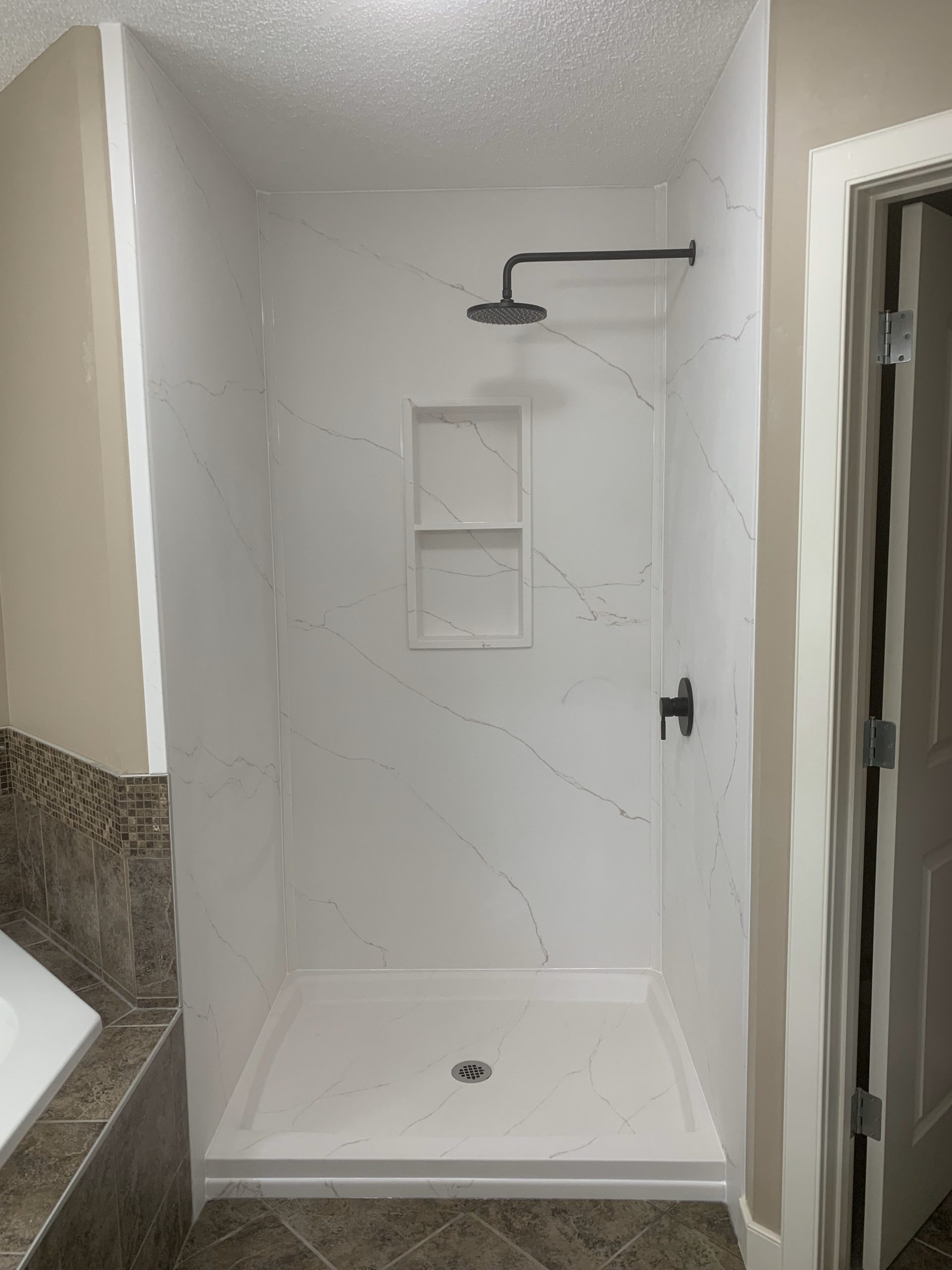 White Cultured Marble Shower