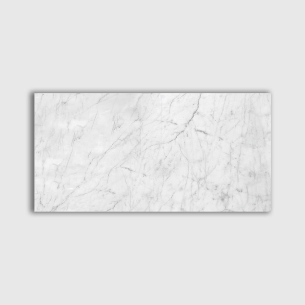 White Carrara C Polished Marble Tile 12x24x3/8 Marble Flooring