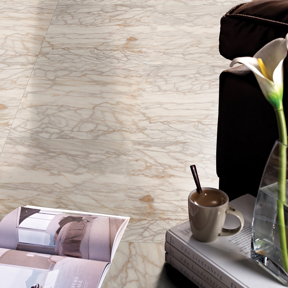 Afyon Gold Polished Marble Tile 12x24x3/8 Marble Flooring White