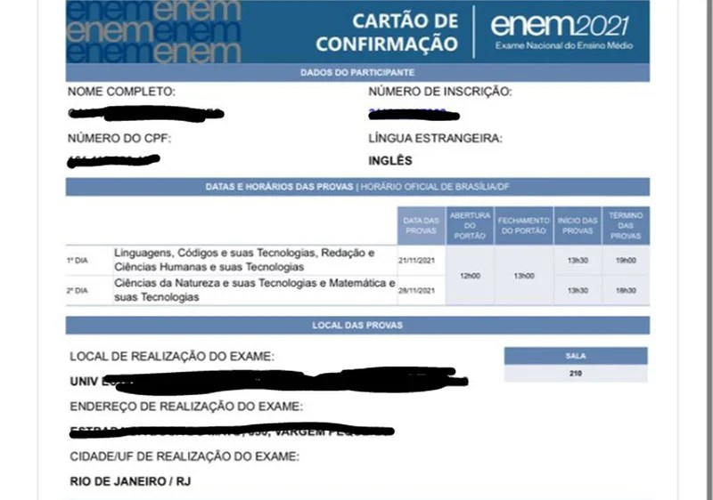 Enem 2021 Cartao De Confirmacao Com Local Da Prova E Divulgado Marcelo Lopes