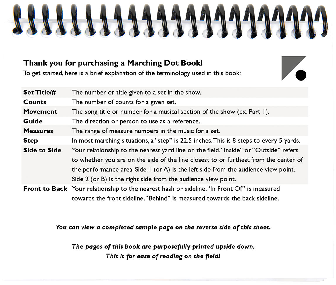 Dot Books and Charting Packs Marching Dot Book Custom Dot Books For