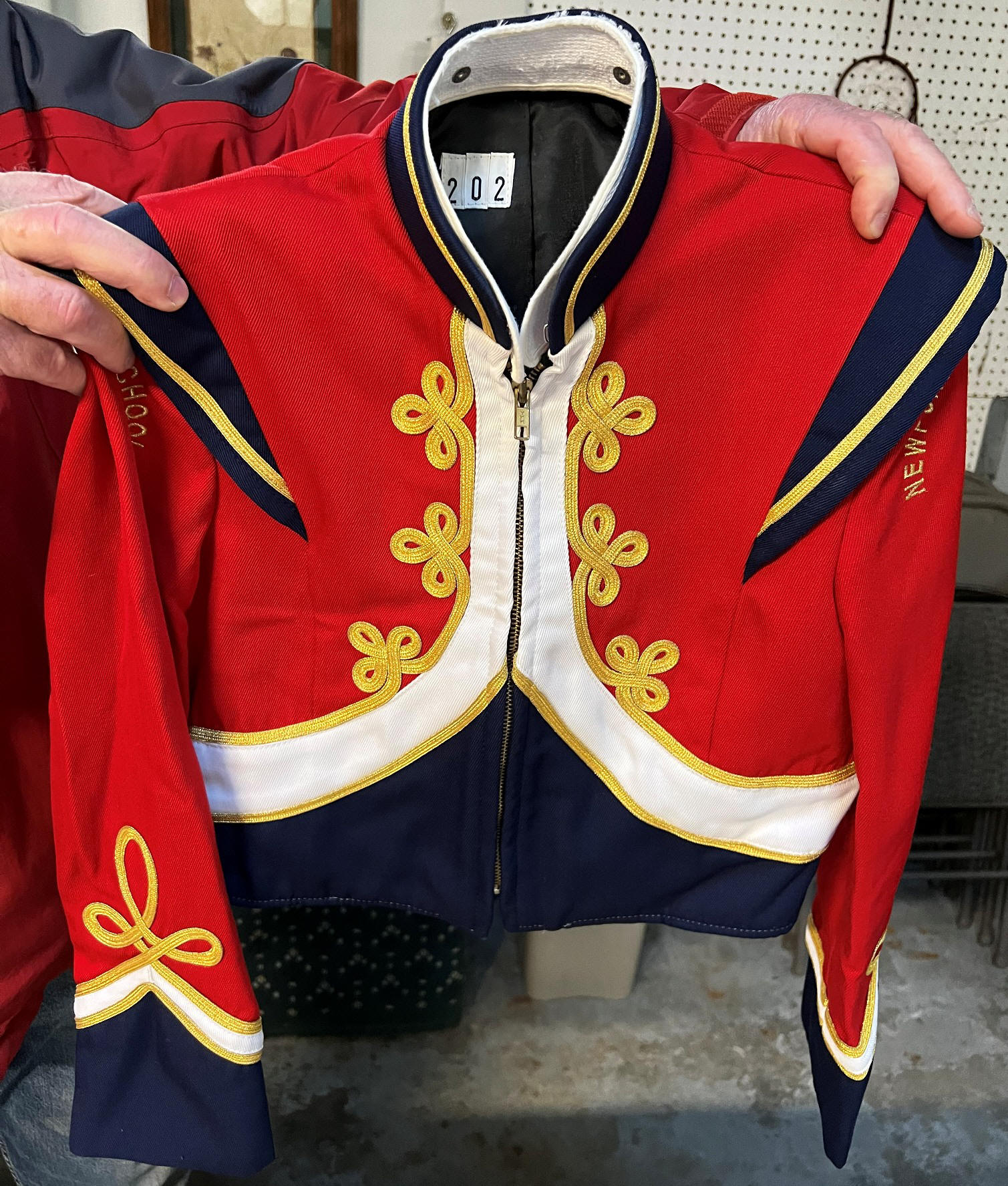 Red, Blue & White with Gold Trim Used Marching Band Uniforms