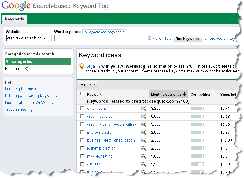Neues Keyword Tool von Google
