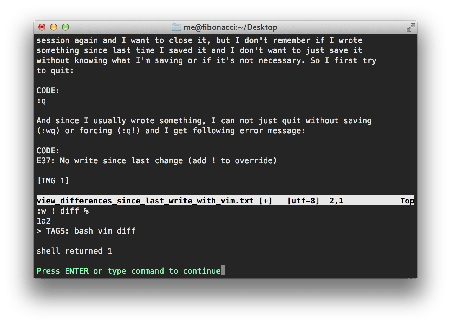 View differences since last write with vim Michele Marcionelli's Blog