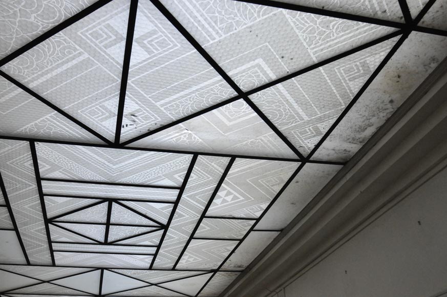 Rare Art Deco ceiling in engraved glass, 1930s Ceilings