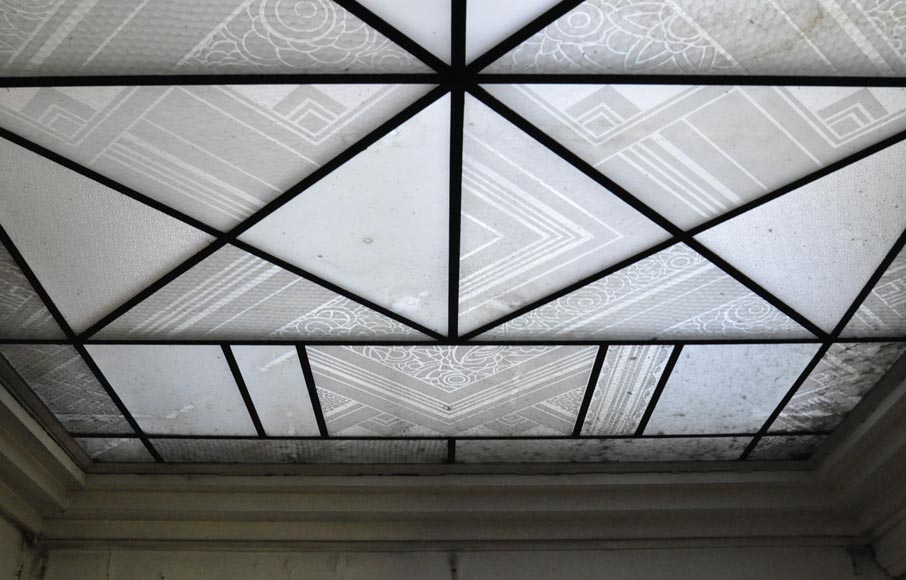 Rare Art Deco ceiling in engraved glass, 1930s Ceilings