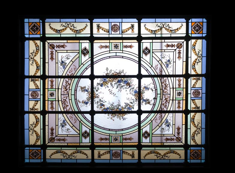 Set of three ceiling panels in stained glass made for an hotel’s dining