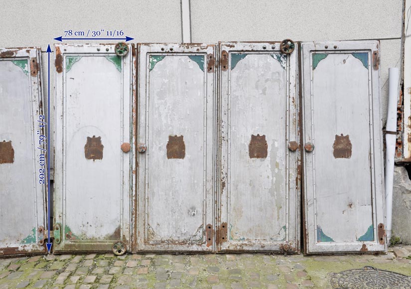 Antique set of eight industrial boiler room doors Doors