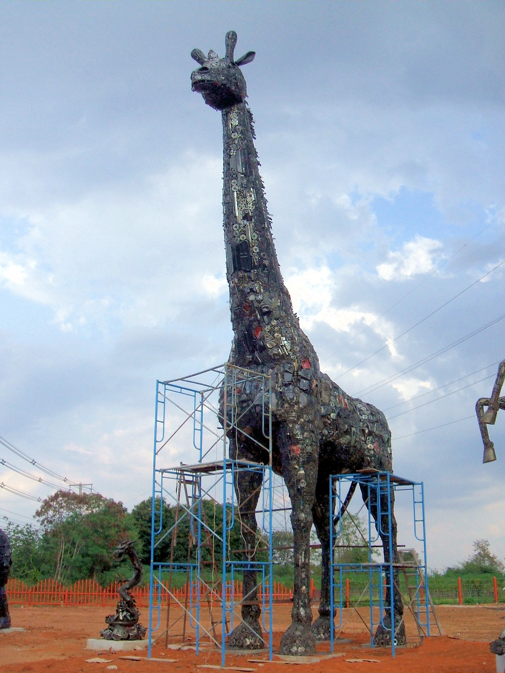 New Large Recycled Metal Sculpture Giraffe Custom by Tom Samui
