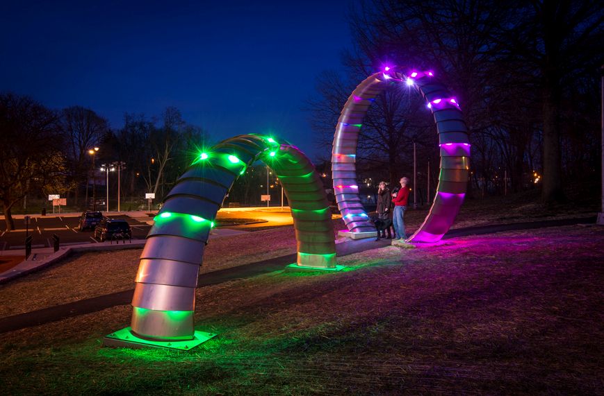 Illuminated & Interactive Sculpture in Lancaster Marcus Engineering, LLC