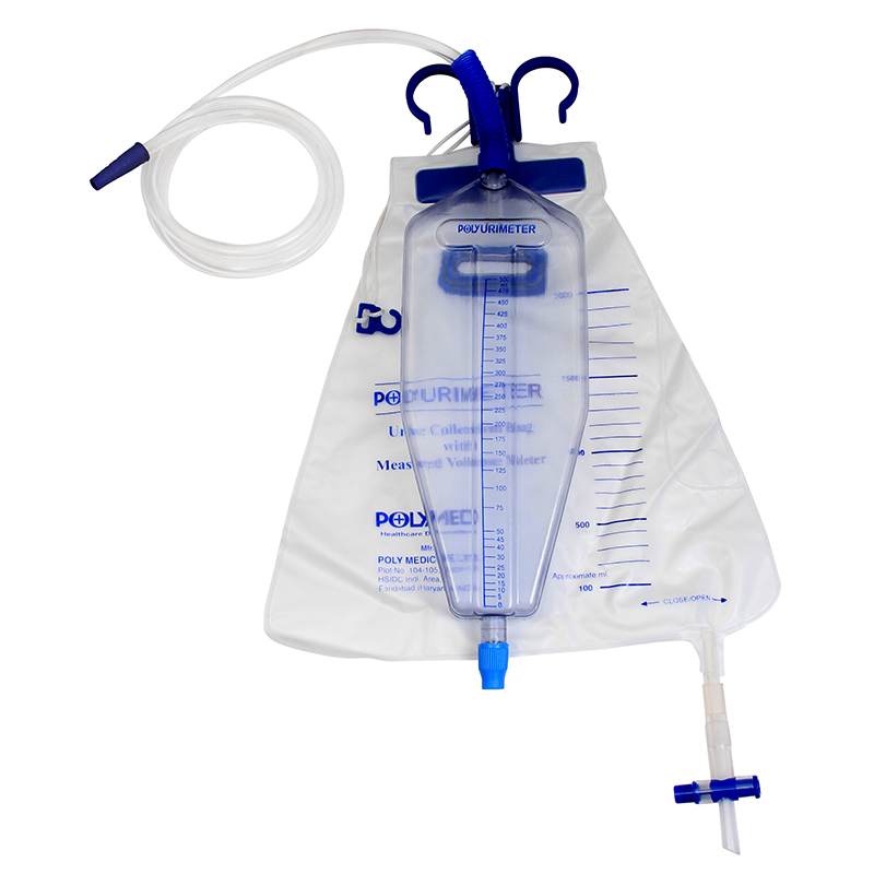 Urine collection bag with measured volume meter