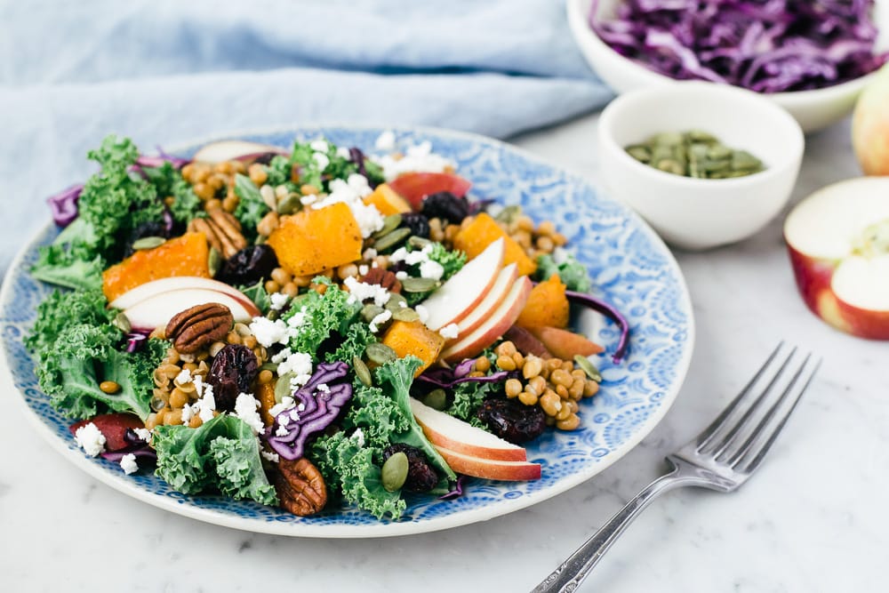 Salade Automnale Kale Courge Pommes Et Lentilles Marie Eve