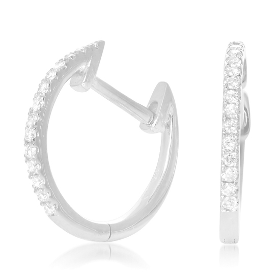 Small White Diamond Hoop Earrings 14k White Gold Earrings Jewelry