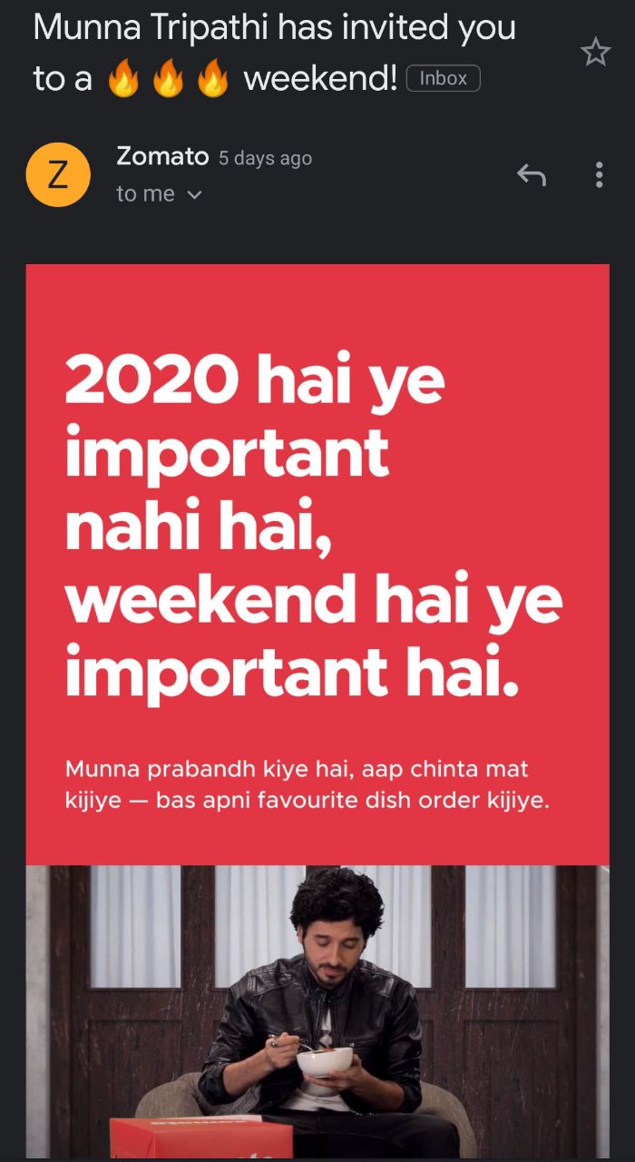 Zomato Is Winning Email Marketing With 'Mirzapur' Theme Marketing Mind Zomato Is Winning Email Marketing With 'Mirzapur' Theme Marketing Mind