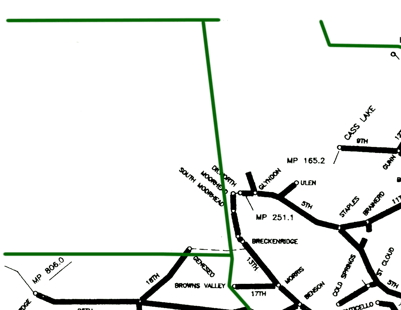 Burlington Northern Lakes Division System Map