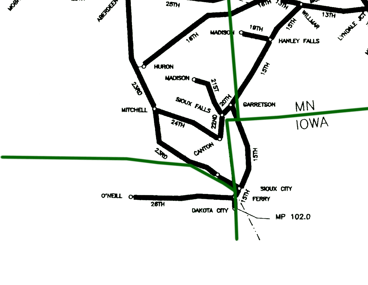 Burlington Northern Lakes Division System Map
