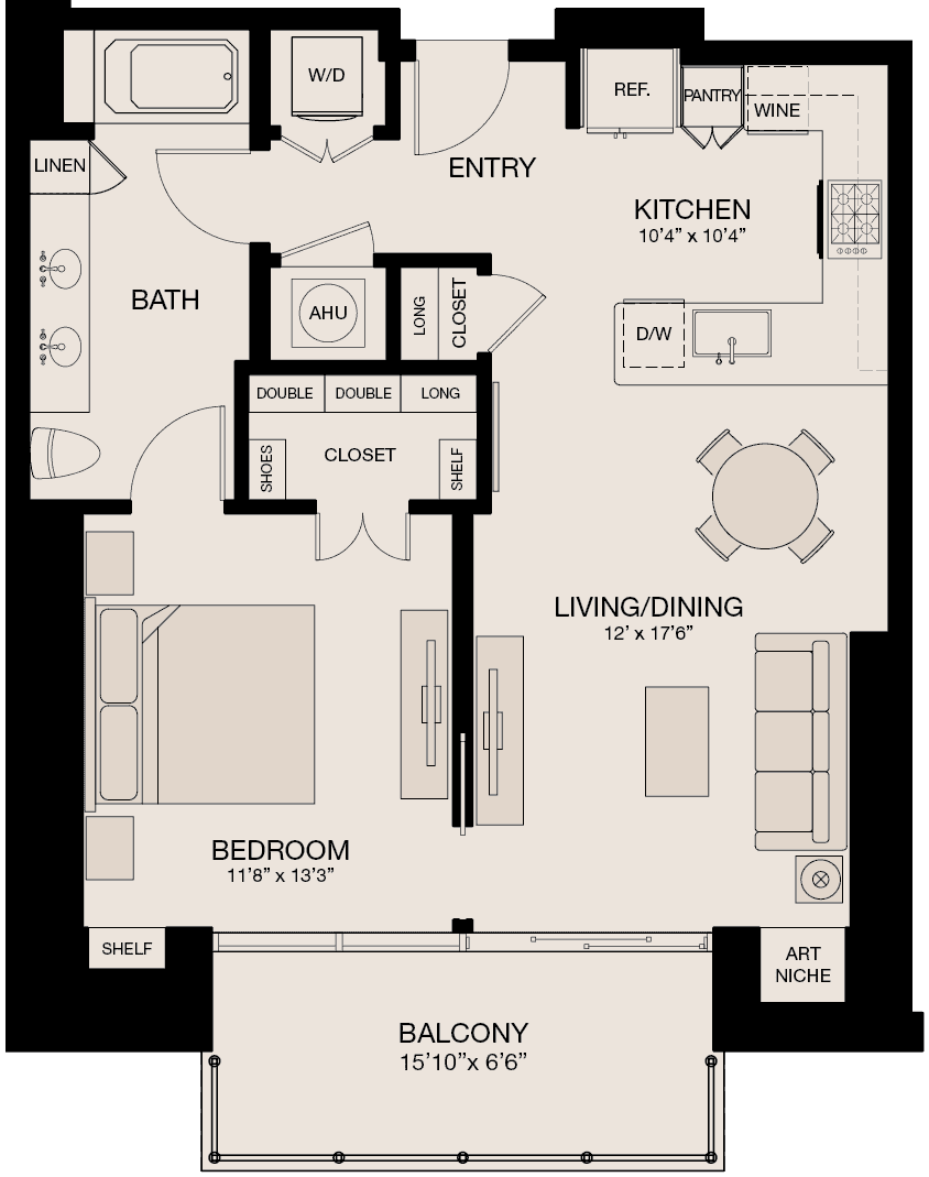 1 Bedroom Apartments Houston Market Square Tower Floor Plans