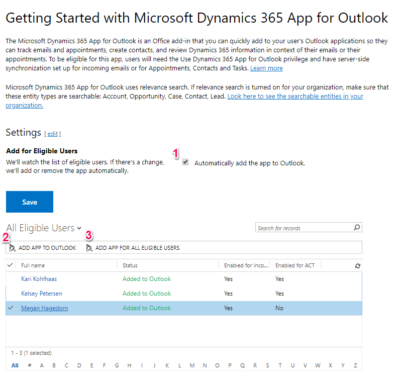 Dynamics 365 Manage Your Users' 'D365 App for Outlook