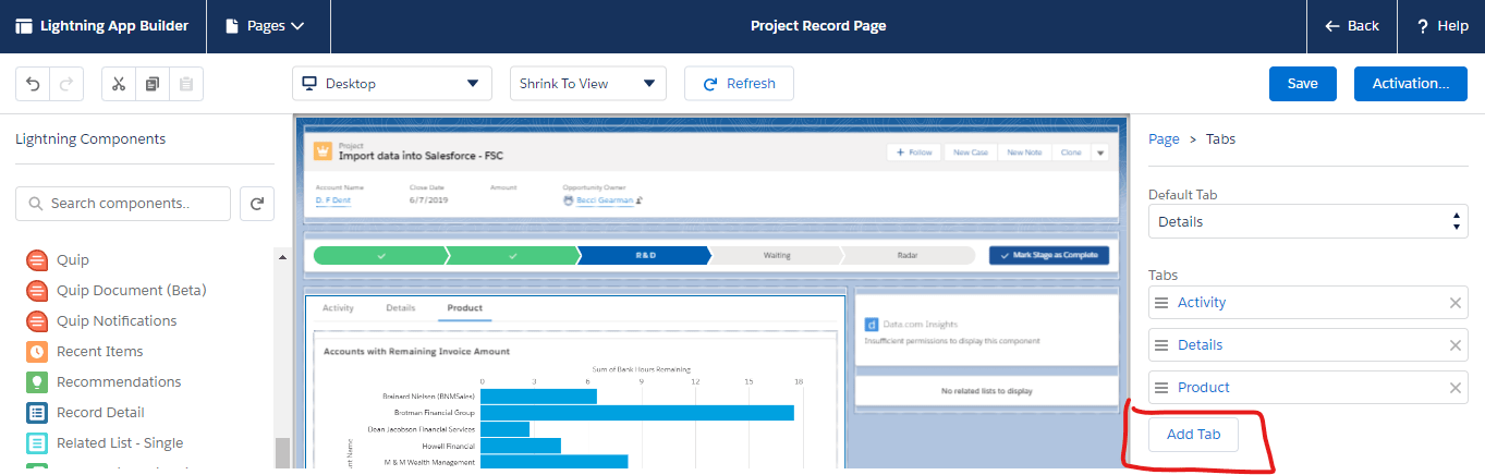 Add Tab on Lightning Page The Marks Group Small Business Consulting