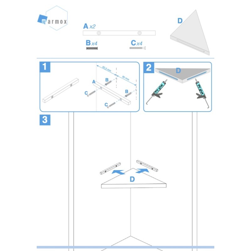 Tileable angle shelf