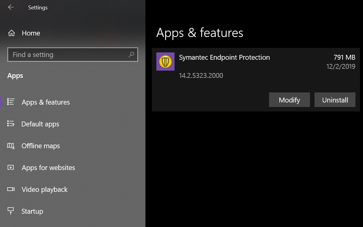 Uninstall Symantec Endpoint Protection