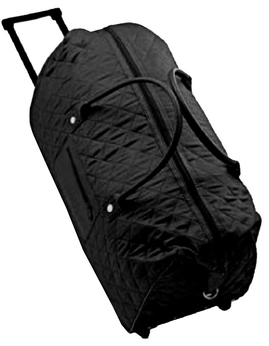 ULTA BLACK COLOR QUILTED ROLLING WEEKENDER SUITCASE TOTE HANDLED DUFFEL BAG eBay