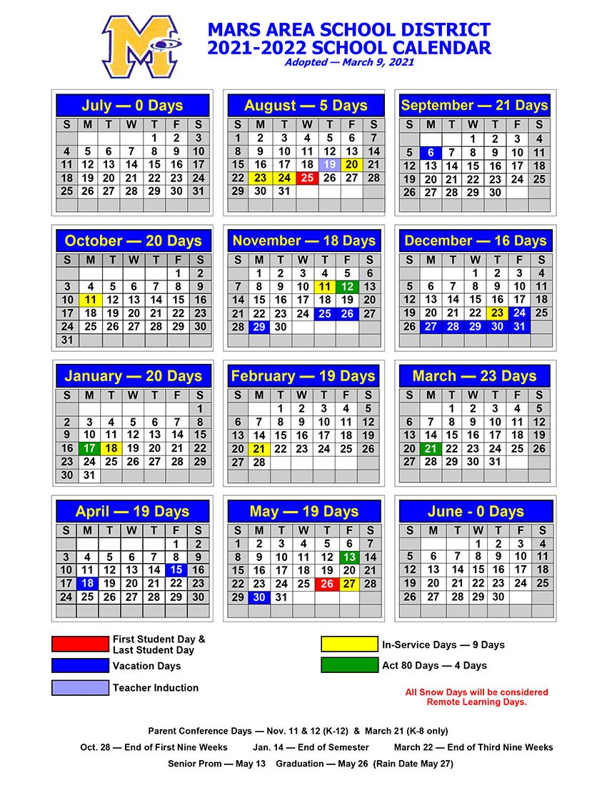 cusd 24 calendar Mars Area School District