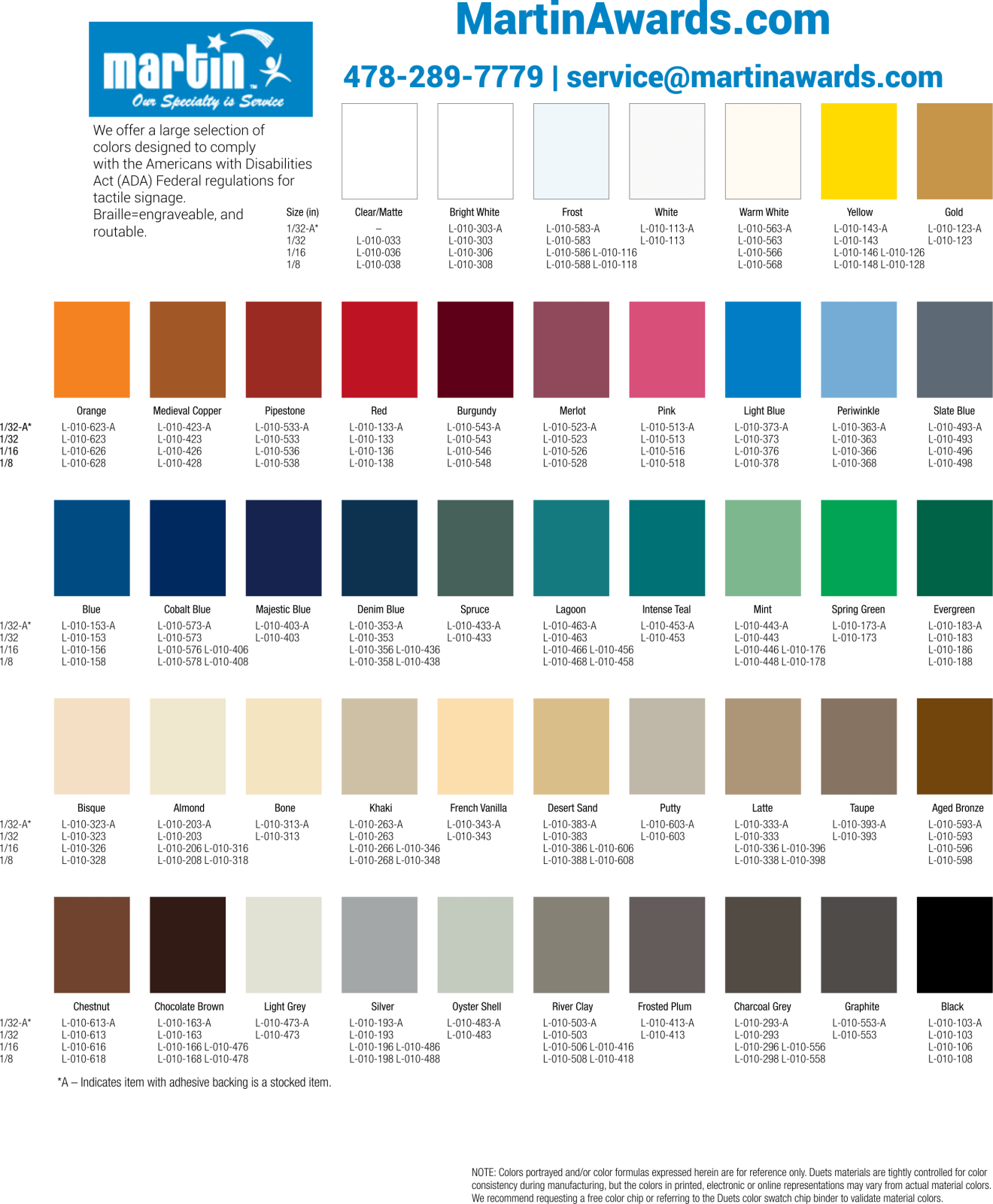 ADA and Engraved Wall Signs Martin Awards