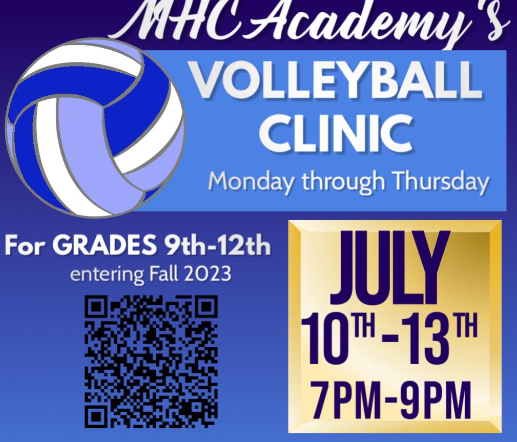 Summer Volleyball Clinic Registration 2023 MHC Academy