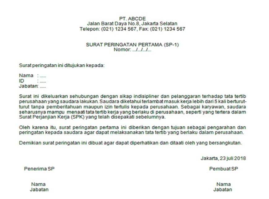 Ketentuan dan Tips Membuat Surat Peringatan Karyawan (SP)
