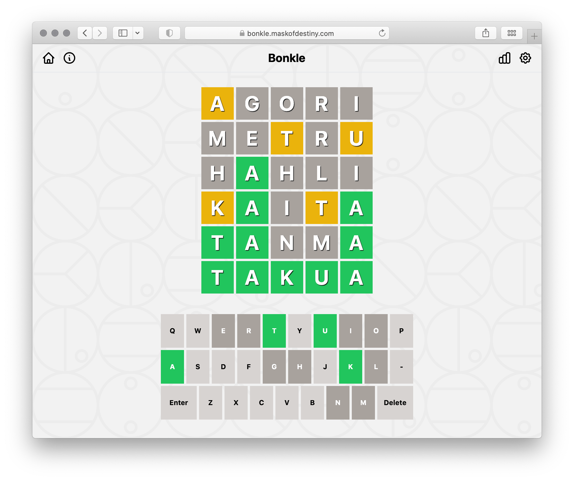 Play Hyphenated Words in Bonkle! Mask of Destiny