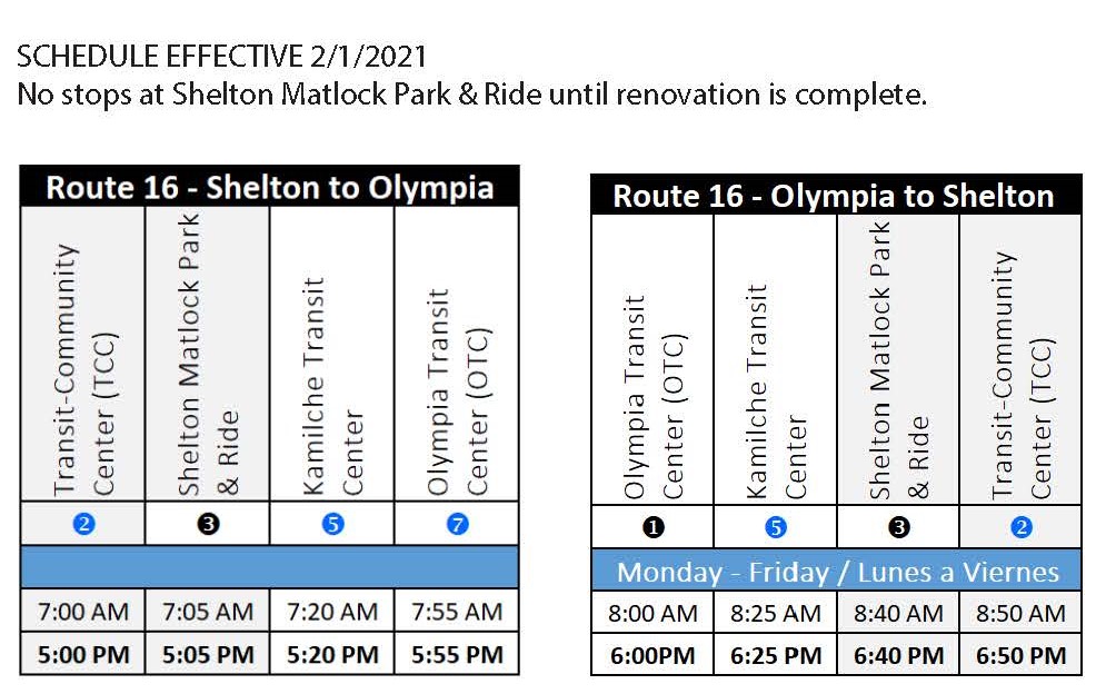 Route 16 Schedule Mason Transit