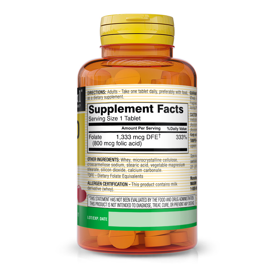 Folic Acid 800 mcg Mason Vitamins