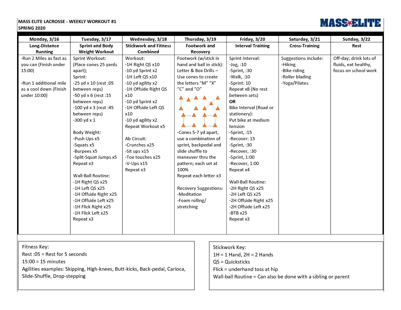 Lacrosse Lifting Workout Workout Printable Planner