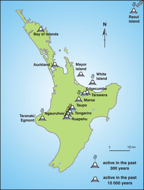 New Zealand Map Volcanoes