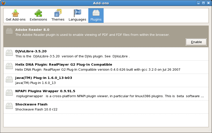 Enabling Adobe PDF plugin