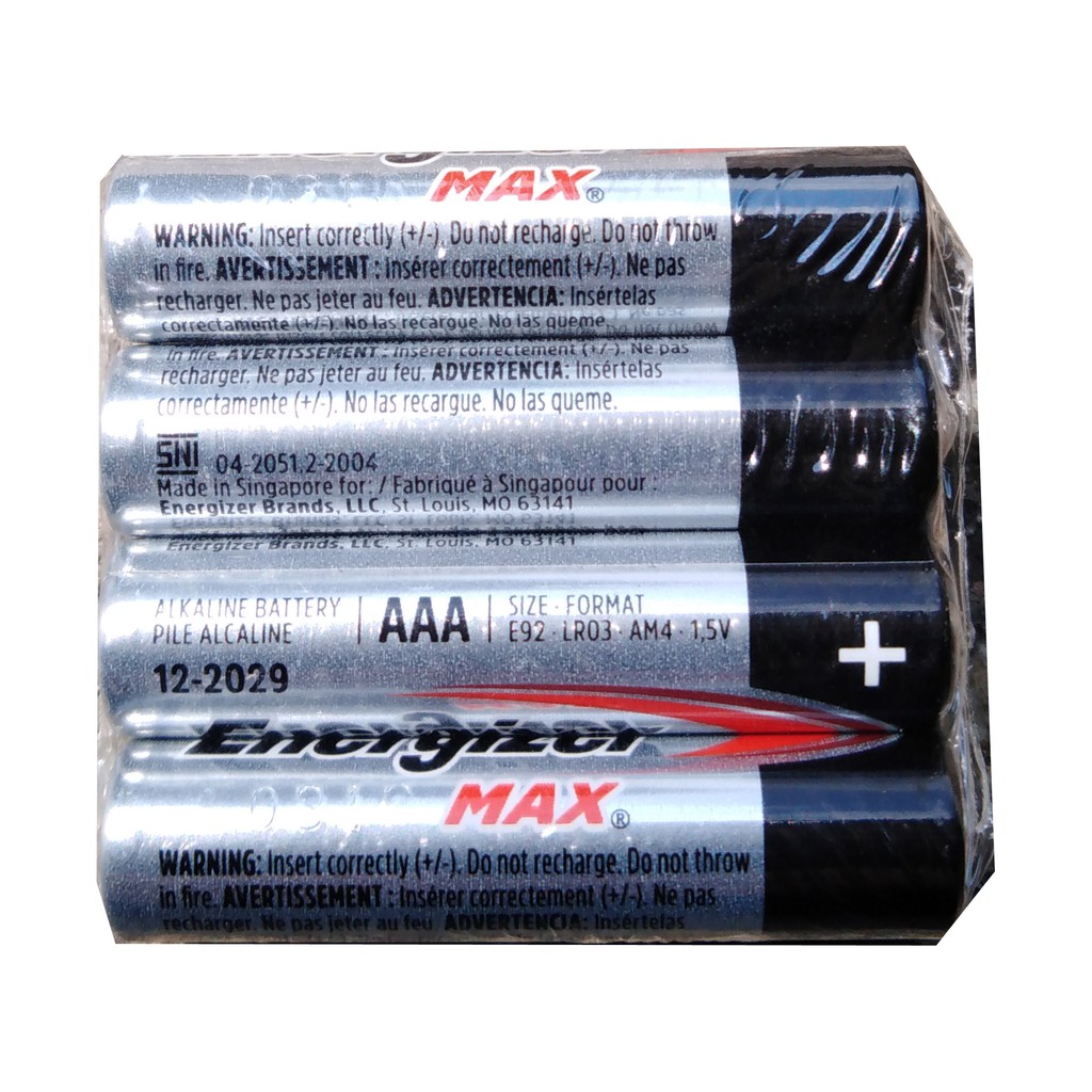 Energizer AAA Alkaline Batteries with Shrink Wrap (4pcs/wrap) Mass
