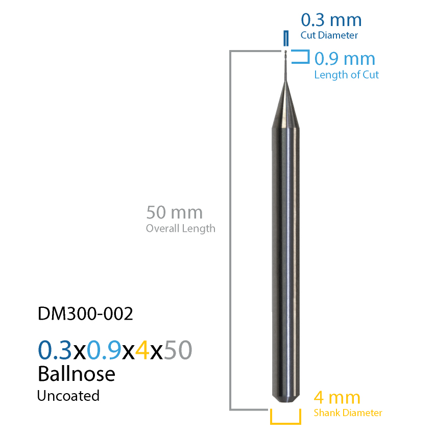 0.3mm Dental Milling Bur For Roland Systems - MasterCut Dental Tools