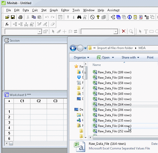 2 easy ways to import files from a folder into Minitab Master Data