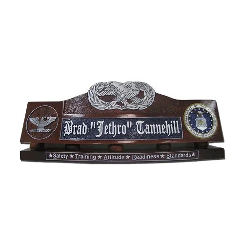 Air Force (USAF) Maintenance Badge Wooden Desk Name Plate