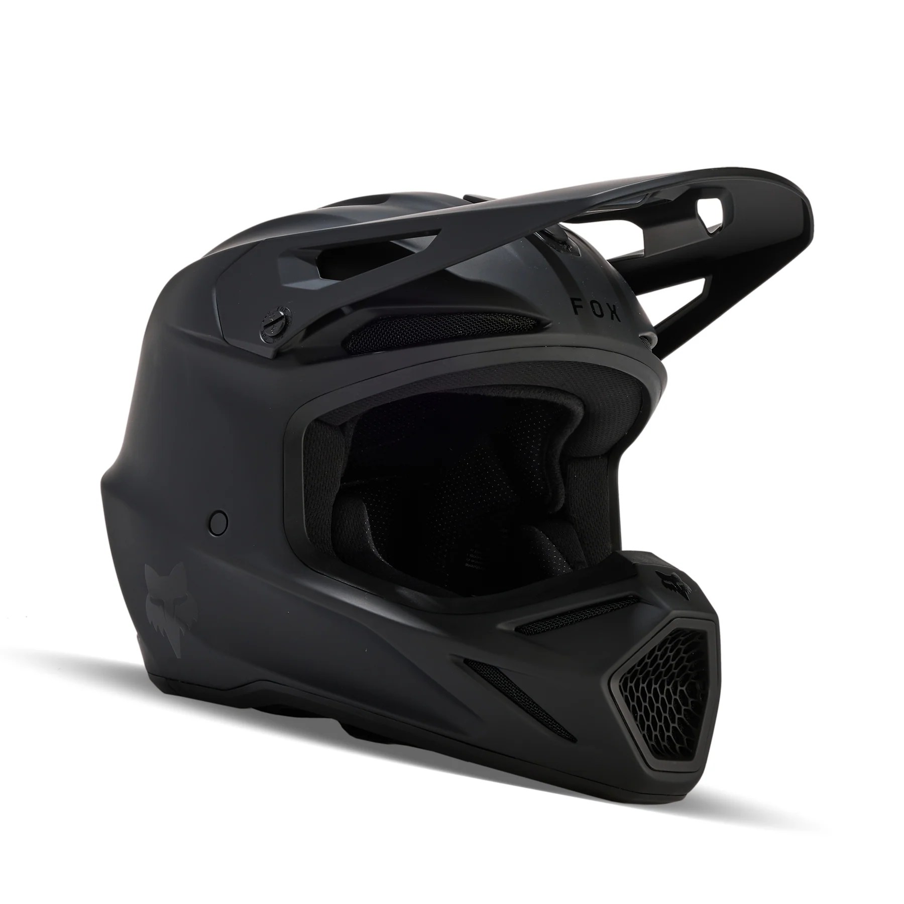 2024 Fox V3 Matte Black Motocross Helmet Fox MX Helmets mastersofmx