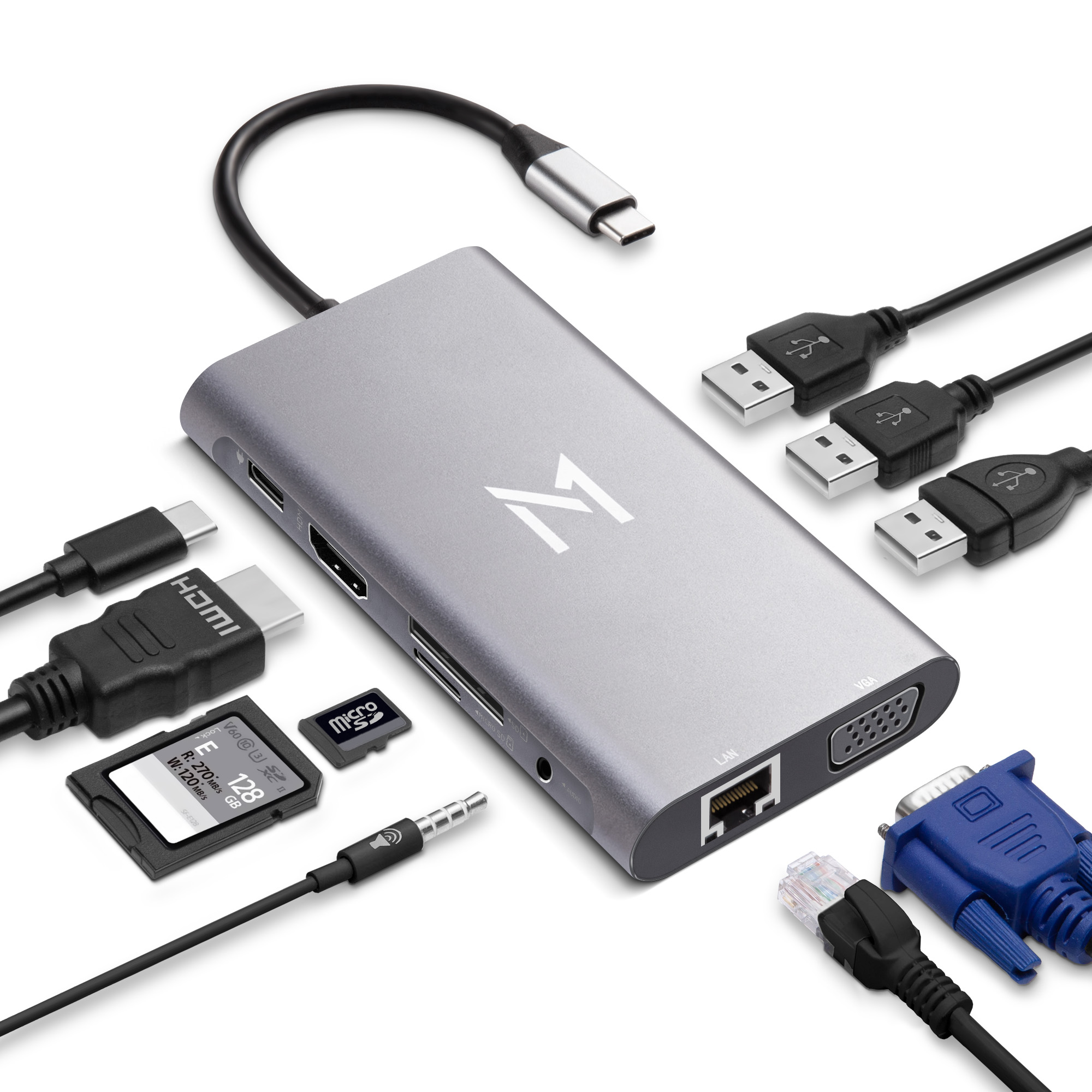 HiTech 10in1 Docking Station, USBC 3.0, PD, 4K HDMI, Universal