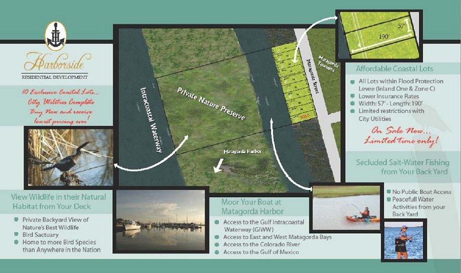 Harborside Matagorda Waterfront lots for sale, Matagorda, Texas