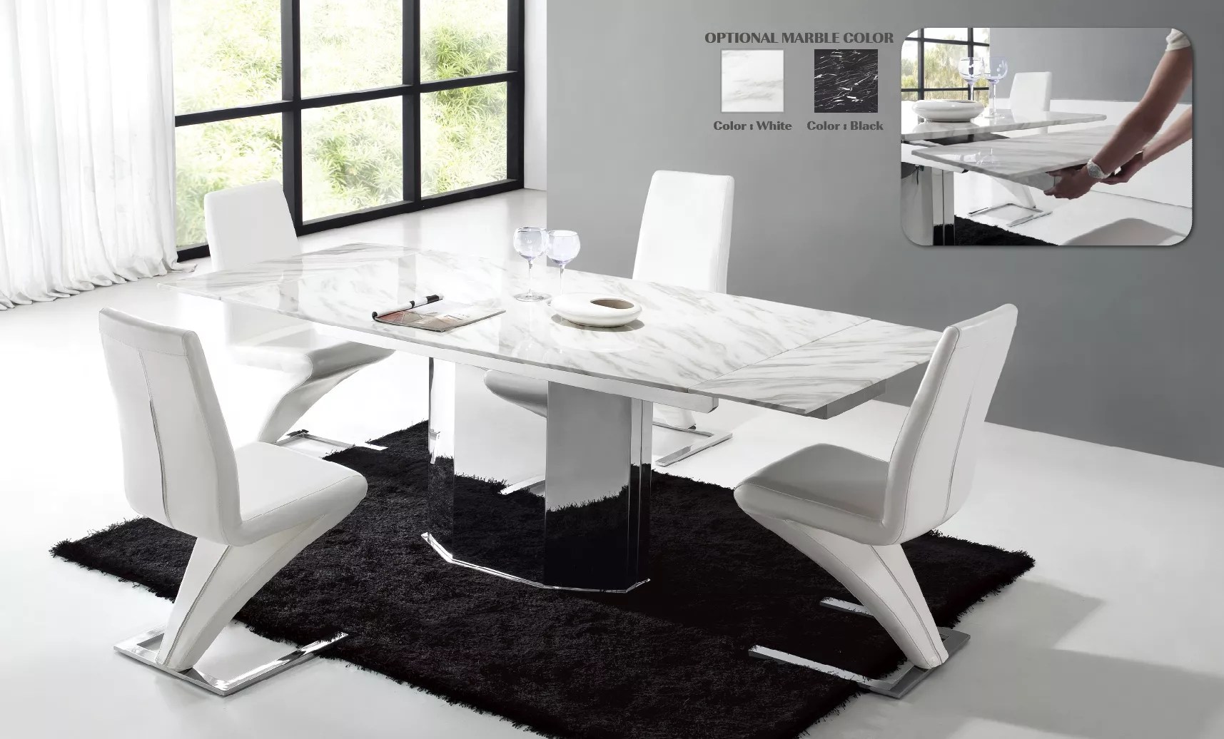 Table de salle à manger en marbre avec allonge SISKA Matelpro