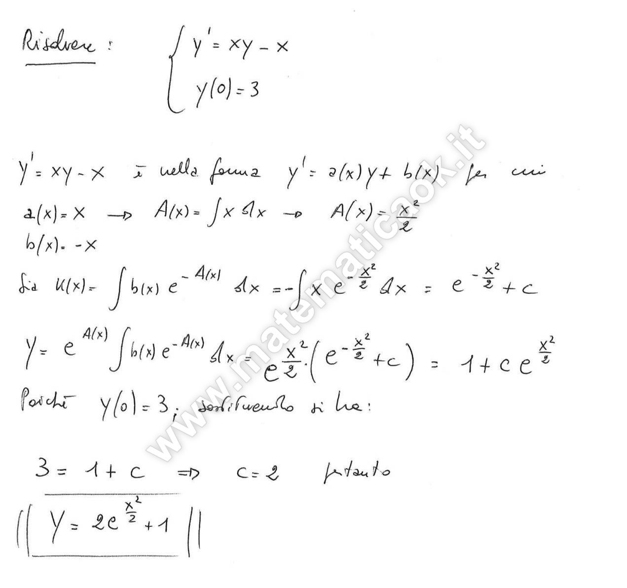 Esercizio 11 Equazioni differenziali Problema di Cauchy μatematicaΘk