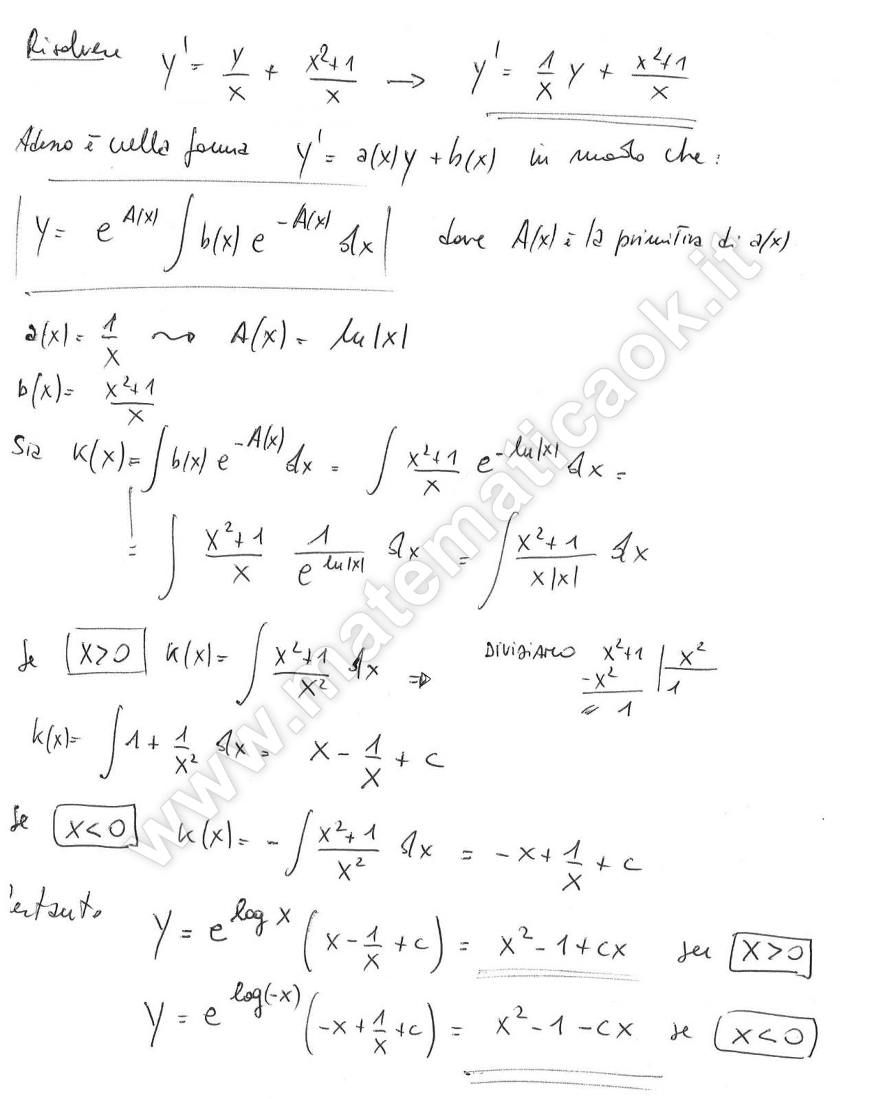 Esercizio 10 Equazioni differenziali del primo ordine lineari