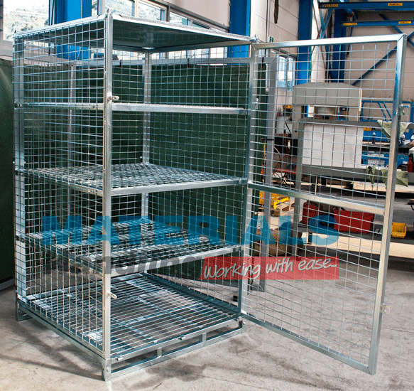 Storage Cage with Shelves Materials Handling