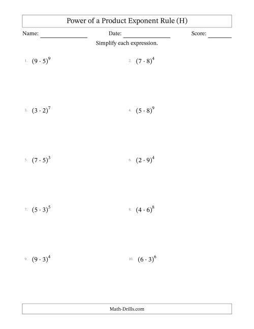 Multiplying Exponents With Different Bases and the Same Exponent (All